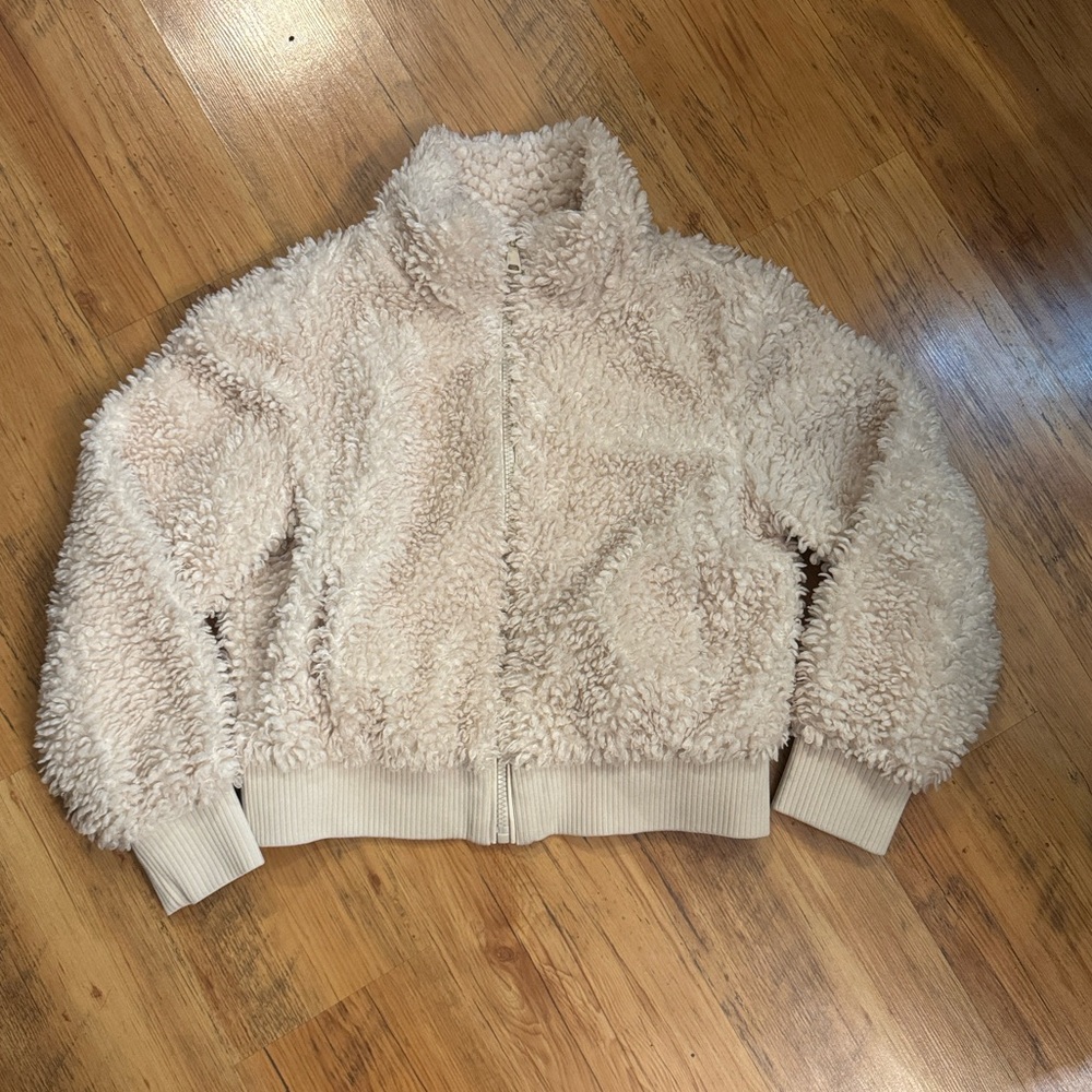 Zara trf Collection Teady Bear Fuzzy Jacket Cream / Beige Sz L